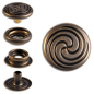 Preview: Ringfeder-Druckknöpfe “F3” 17mm Keltische Spirale aus Messing (nickel frei), Finish: messing-antik