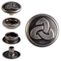 Preview: Ringfeder-Druckknöpfe “F3” 17mm Keltische Trinity aus Messing (nickel frei), Finish: nickel-antik