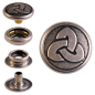 Preview: Ringfeder-Druckknöpfe “F3” 17mm Keltische Trinity aus Messing (nickel frei), Finish: silber-antik