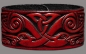 Preview: Lederarmband 32mm Dreifalt mit Vögel (16) mahagony-antik