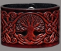 Preview: Leather Wristband 48mm (1 7/8 inch) Tree of Life with Birds (8) mahogany-antique