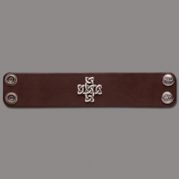 Leather Bracelet Cross Knot brown