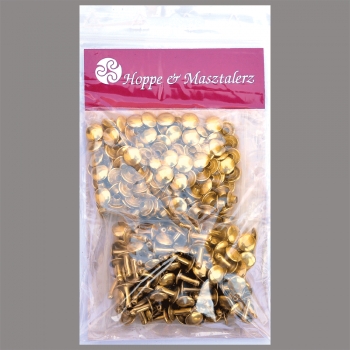 Double Cap Hollow Rivets 2-parts 11mm "11/12/2" Made of Iron (nickel free), Finish: brass-glossy (gold-coloured)