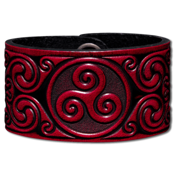 Lederarmband 40mm Triskele (3) kirschrot-antik