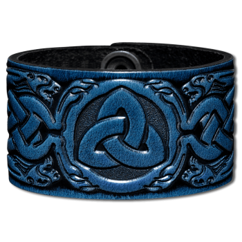 Lederarmband 40mm Dreifalt (4) blau-antik