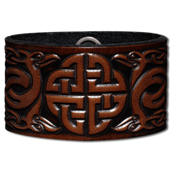 Lederarmband 40mm Knoten mit Vögel (5) braun-antik