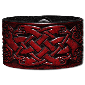 Lederarmband 40mm Vögel (10) mahagony-antik