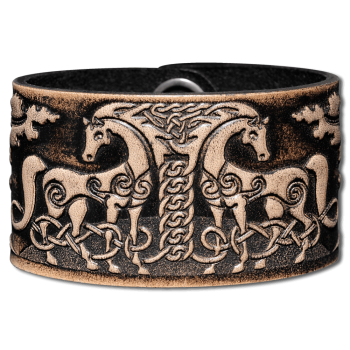 Lederarmband 40mm Pferde (11) schwarz-antik