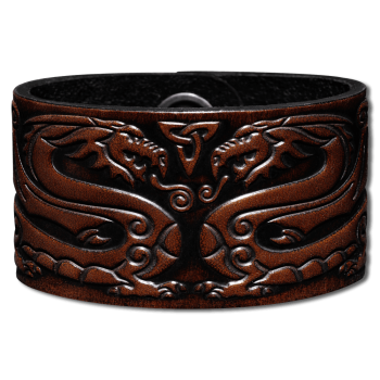 Lederarmband 40mm Drachen (12) braun-antik