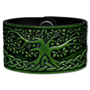 Lederarmband 40mm Lebensbaum (16) grün-antik