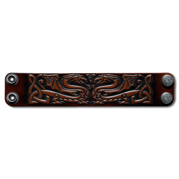 Preview: Lederarmband 40mm Drachen (12) braun-antik