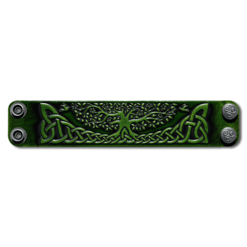 Preview: Lederarmband 40mm Lebensbaum (16) grün-antik
