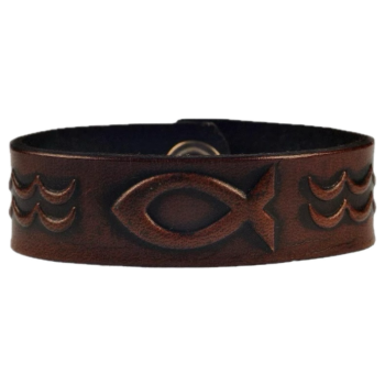 Lederarmband 20mm 'Fishmotiv' braun-antik