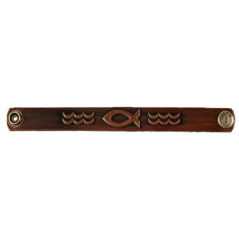 Preview: Lederarmband 20mm 'Fishmotiv' braun-antik