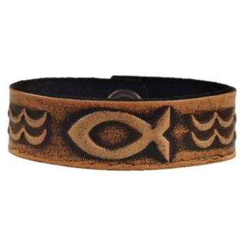 Lederarmband 20mm Fisch mit Druckknopfverschluss schwarz-antik