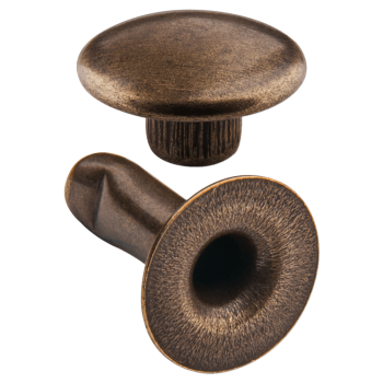 Doppel-Hohlnieten Ziernieten 2-teilig 9mm "9/10" aus Eisen (nickelfrei), Finish: messing-antik