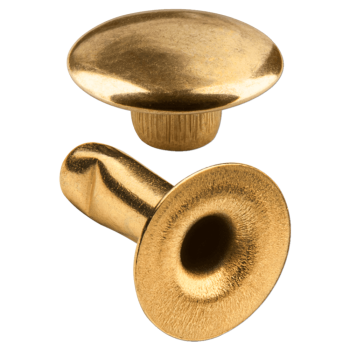Doppel-Hohlnieten Ziernieten 2-teilig 9mm "9/10" aus Eisen (nickelfrei), Finish: messing-glänzend (goldfarben)