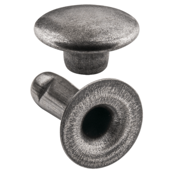 Doppel-Hohlnieten Ziernieten 2-teilig 9mm "9/10" aus Eisen (nickelfrei), Finish: silber-antik