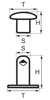 Preview: Doppel-Hohlnieten Ziernieten 2-teilig 9mm 