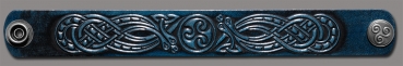Leather Bracelet 24mm (15/16 inch) Triskel with Snakes (6) blue-antique