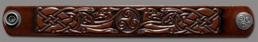 Leather Bracelet 24mm (15/16 inch) Triskel with Dog (13) brown-antique