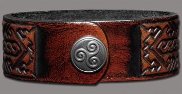 Leather Bracelet 24mm (15/16 inch) Horses (11) brown-antique