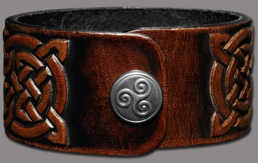 Leather Bracelet 32mm (1 1/4 inch) Lions (10) brown-antique