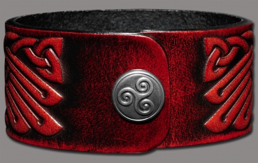 Lederarmband 32mm Dreifalt mit Vögel (16) mahagony-antik