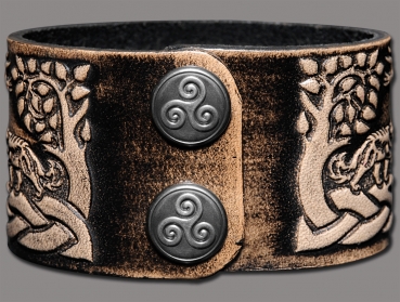 Leather Bracelet 40mm (1 9/16 inch) Horses (11) black-antique