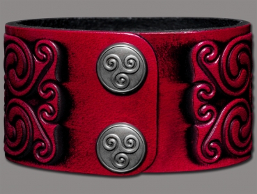 Leather Bracelet 40mm (1 9/16 inch) Dragons (12) cherry red-antique