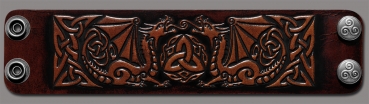 Lederarmband 48mm keltische Drachen (12) braun-antik