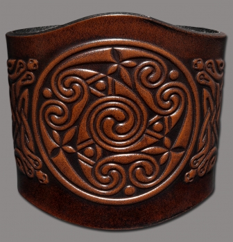 Lederarmband 80mm keltische Spiralen mit Schlangen (1) braun-antik
