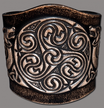 Lederarmband 80mm keltische Spirale mit Hunde (2) schwarz-antik