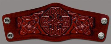 Lederarmband 80mm keltisches Kreuz (4) mahagony-antik