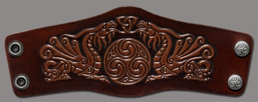 Leather Bracelet 80mm (3 1/8 inch) Dragons (12) brown-antique