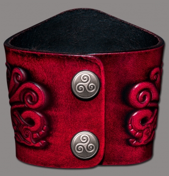 Lederarmband 80mm Drachen (12) kirschrot-antik