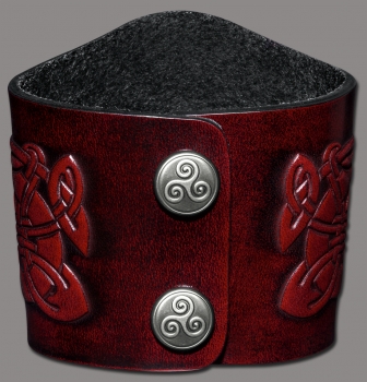 Lederarmband 80mm Kraniche (8) mahagony-antik