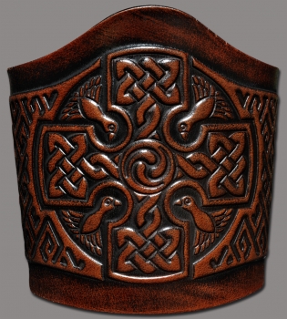 Lederarmband 90mm zum Binden keltisches Kreuz (4) braun-antik