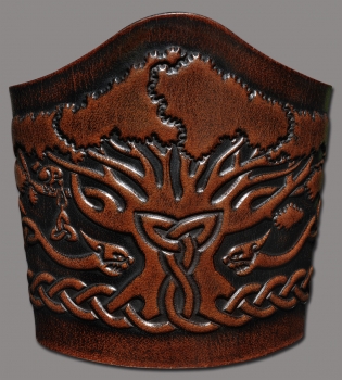 Lederarmband 90mm zum Binden Keltischer Lebensbaum (6) braun-antik