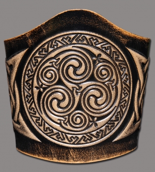Lederarmband 90mm zum Binden Keltische Spiralen in Knoten (12) schwarz-antik