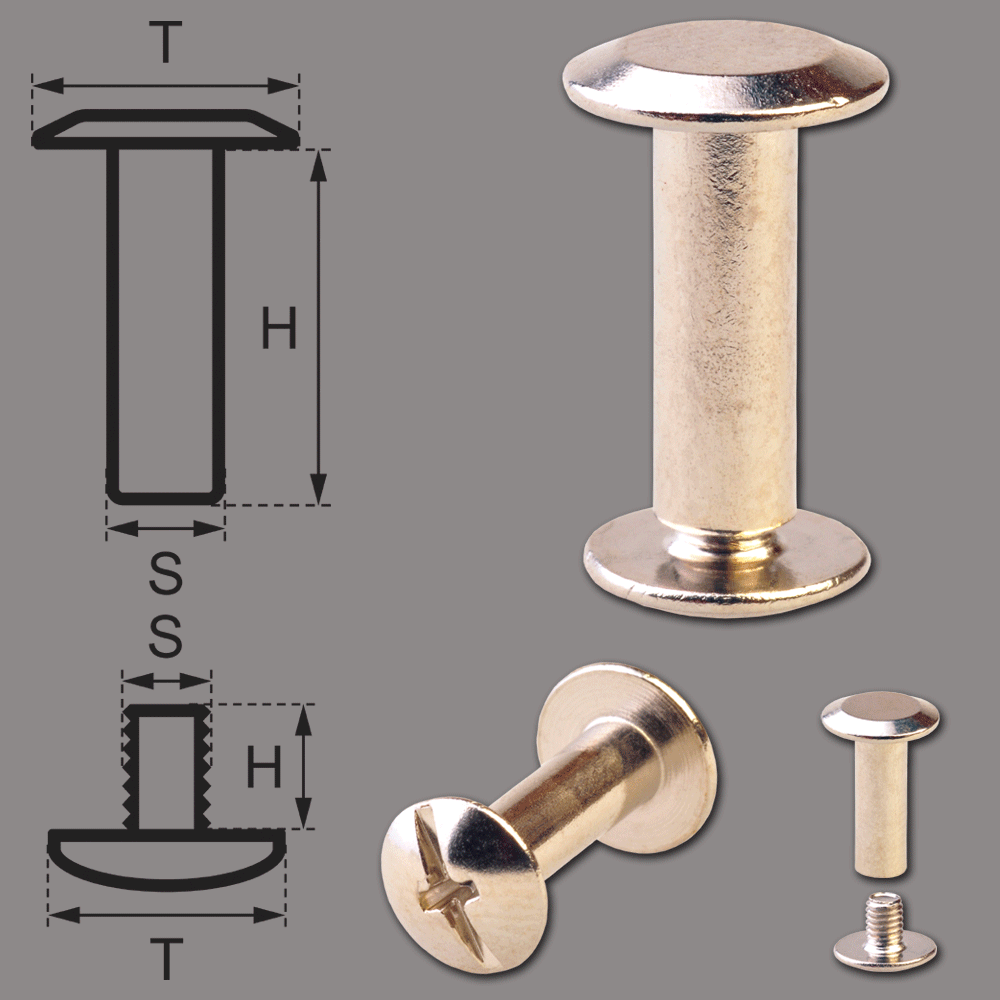 Schraubnieten 12MM nickel-glänzend