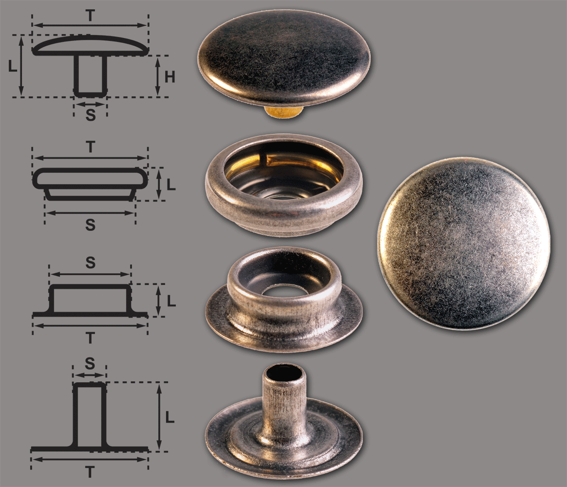 Sew-In Metal Snaps - Antique Silver – Bolt & Spool