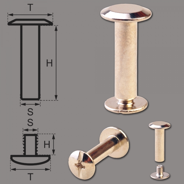 Schraubnieten 15MM nickel-glänzend