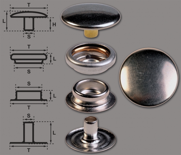 Ringfeder-Druckknöpfe "F3" 17mm aus Eisen (nickelhaltig), Finish: nickel-glänzend