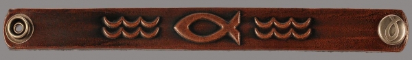 Leather Wristband 20mm 'Fish' brown-antique
