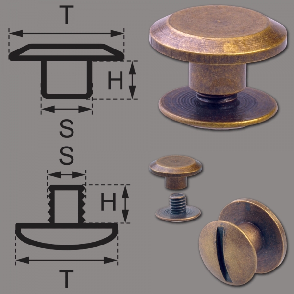 Schraubnieten 3MM messing-antik