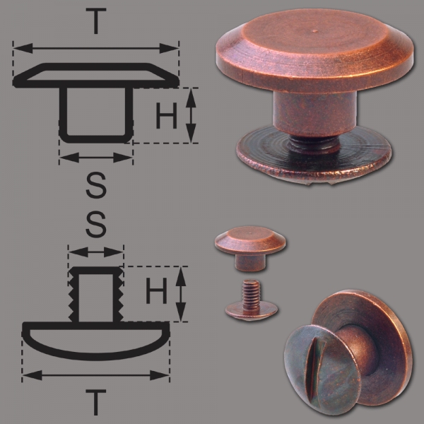 Schraubnieten 3MM kupfer-antik