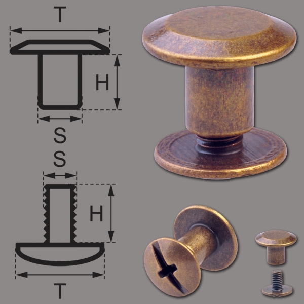 Schraubnieten 5MM messing-antik