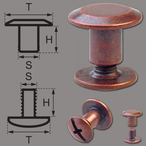 Schraubnieten 5MM kupfer-antik