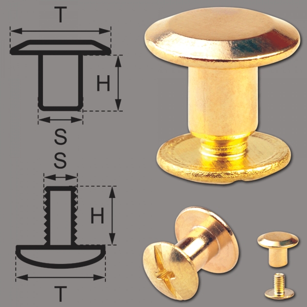 Schraubnieten 5MM messing-glänzend (goldfarben)